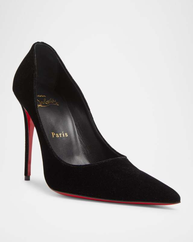 Kate Max Velour Red Sole Stiletto Pumps